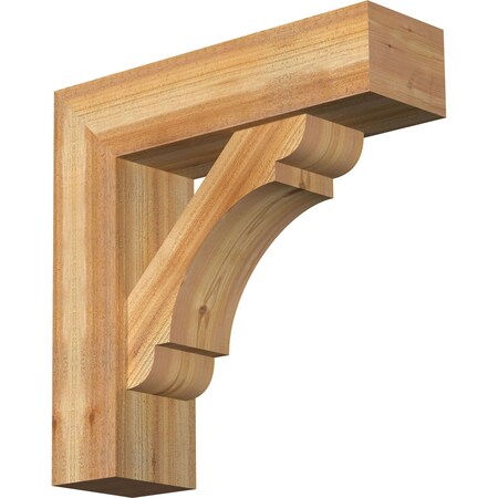 Ekena Millwork Olympic Block Rough Sawn Bracket w/ Offset Brace, Western Red Cedar, 8"W x 28"D x 28"H BKT0806X28X28OLY05RWR